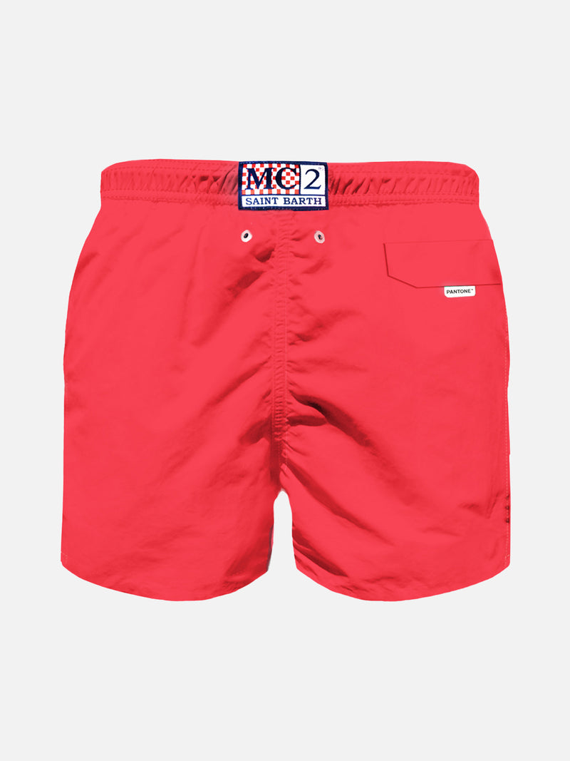 Boy fluo red lightweight swim shorts Lighting Pantone | PANTONE® SPECIAL EDITION