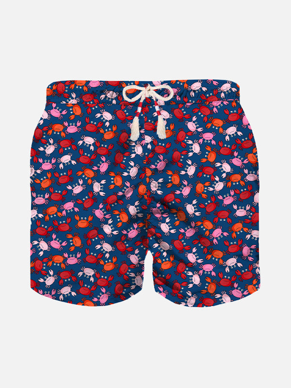 Boy swim shorts with crab print