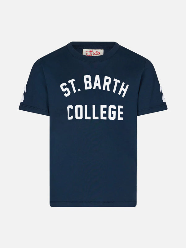 T-shirt da bambino in cotone con scritta St. Barth College