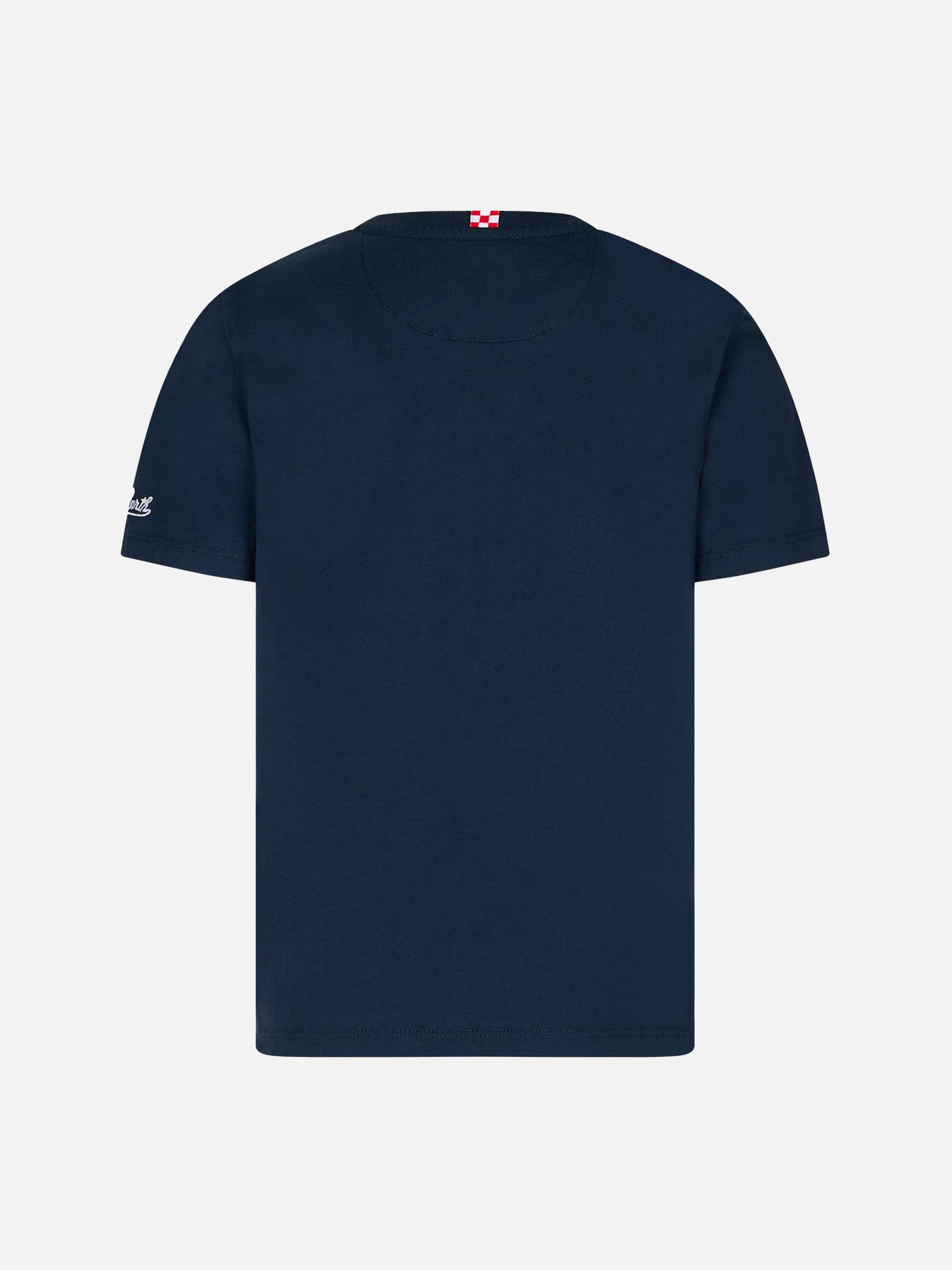 T-shirt da bambino in cotone con stampa squali sul taschino