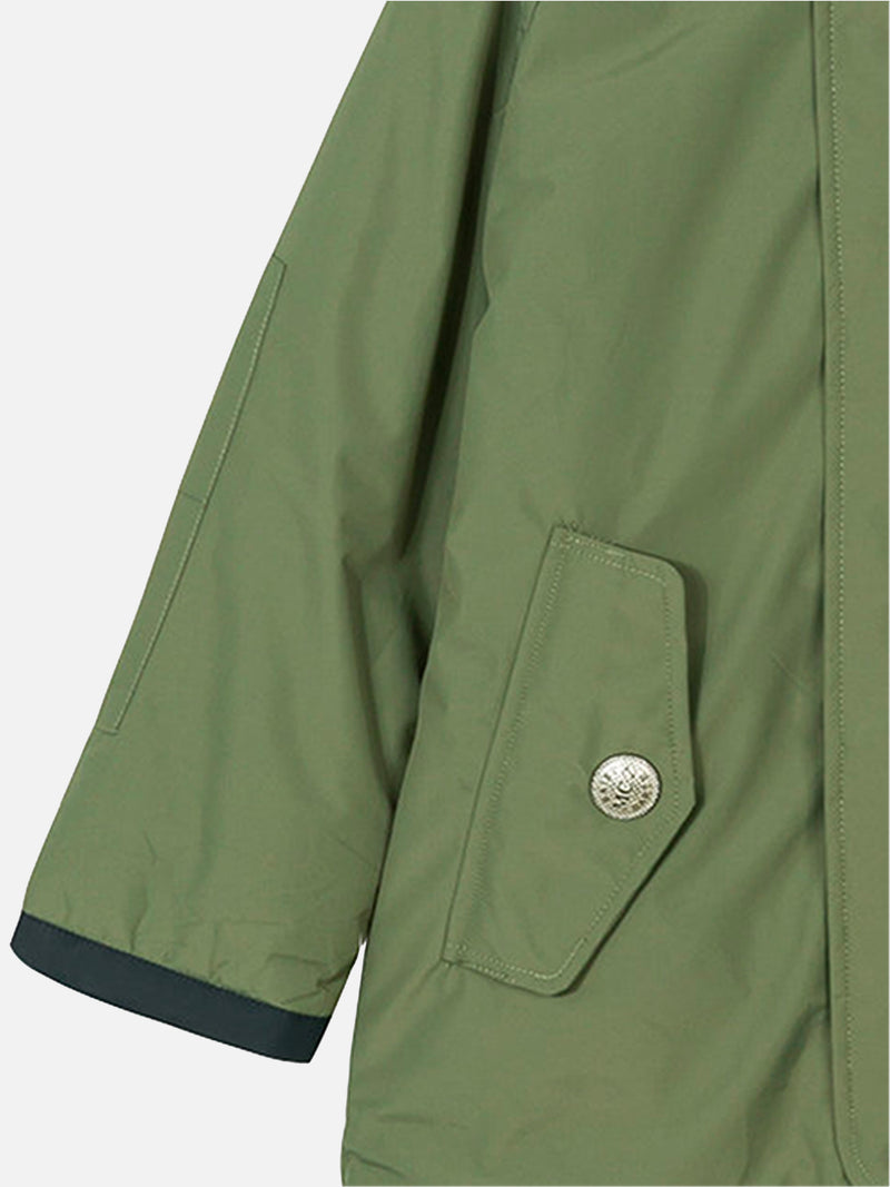 Parka da bambino verde militare con cappuccio