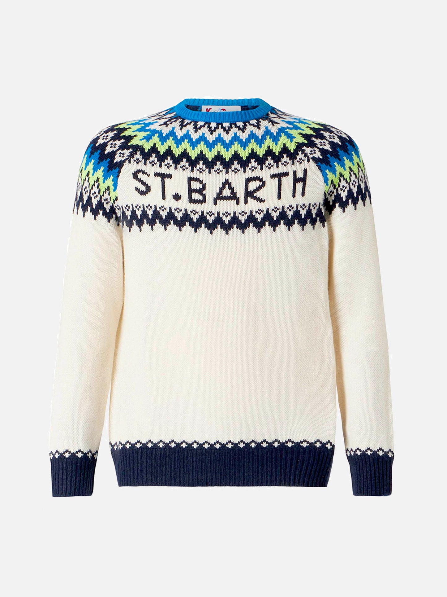 Maglione bianco da bambino con jacquard islandese