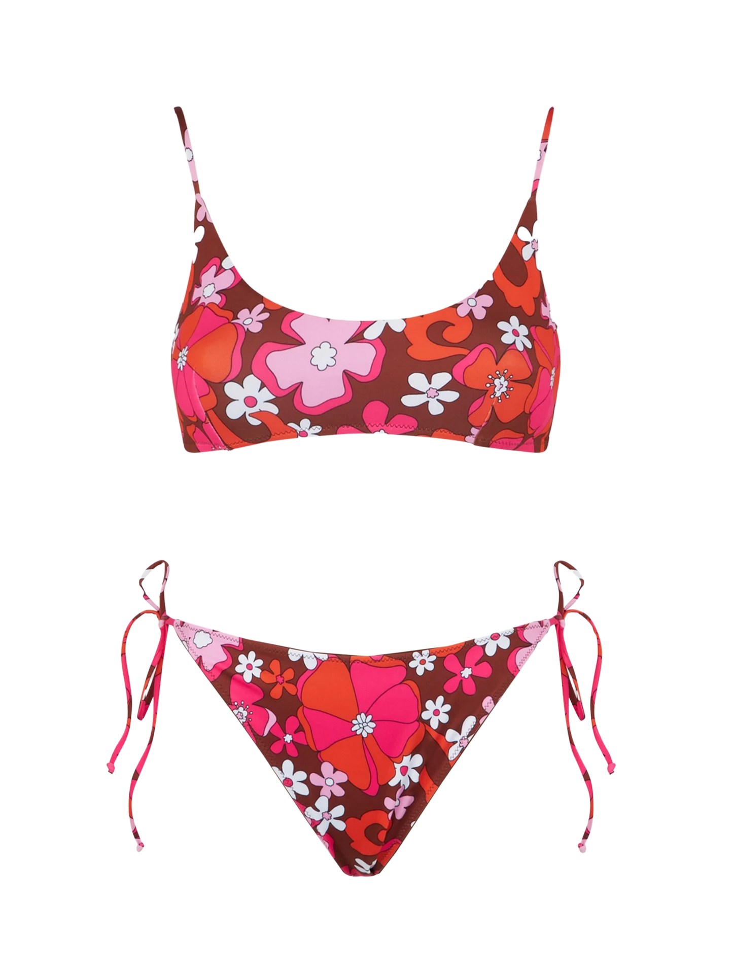 Bikini da donna a bralette con stampa floreale retrò