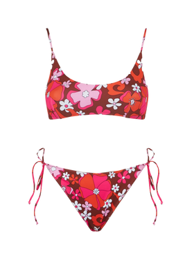Bikini da donna a bralette con stampa floreale retrò