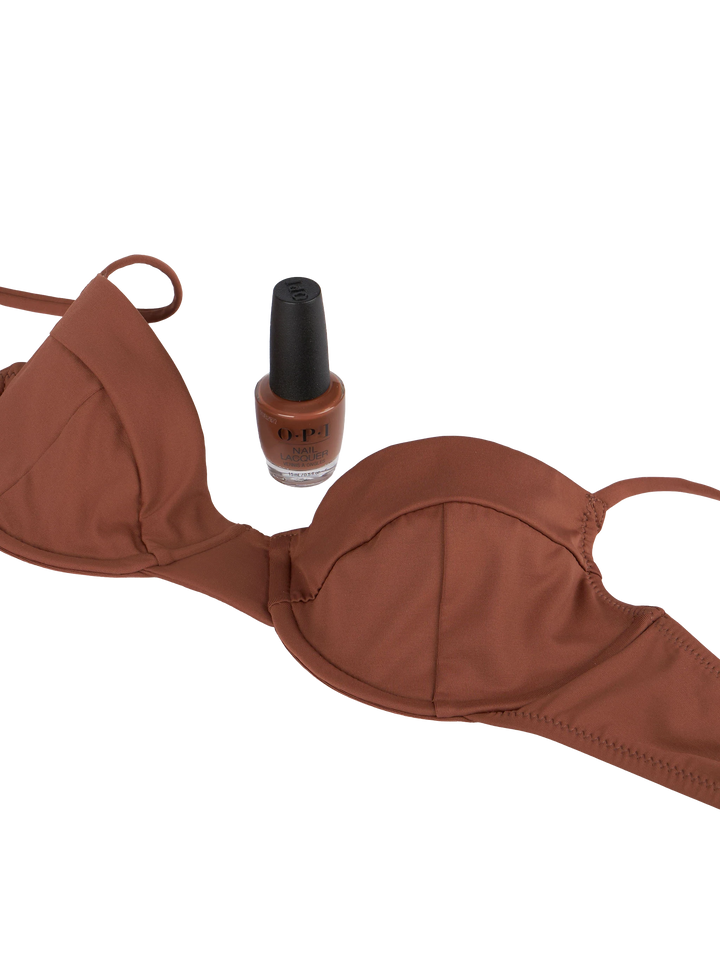 Brauner Bralette-Badeanzug für Damen mit Bügeln