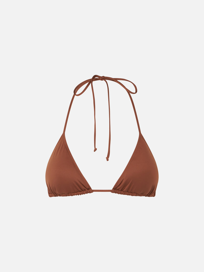 Woman brown triangle top