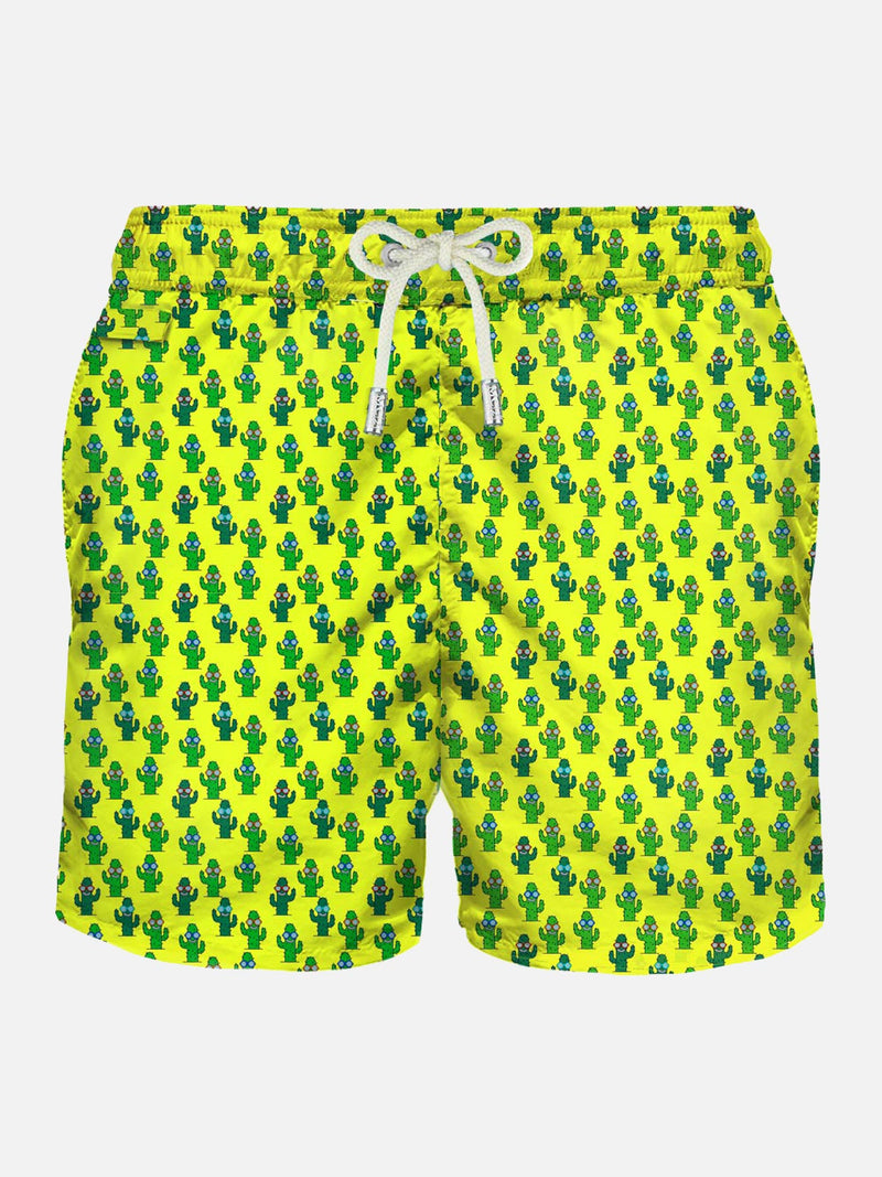 Light fabric man swim shorts cactus print