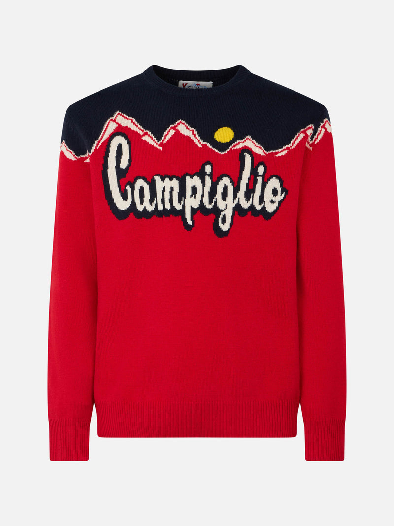 Man crewneck sweater with Campiglio sun jacquard