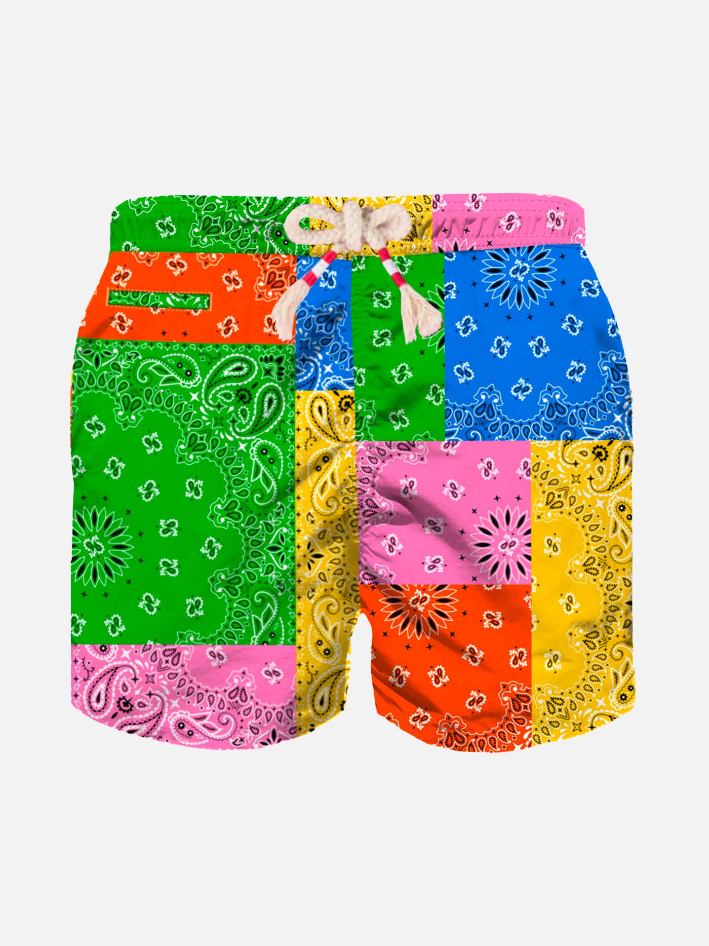 Costume da bagno da bambino con stampa bandana multicolore