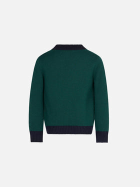 Cardigan in maglia con patch e ricamo St. Barth College