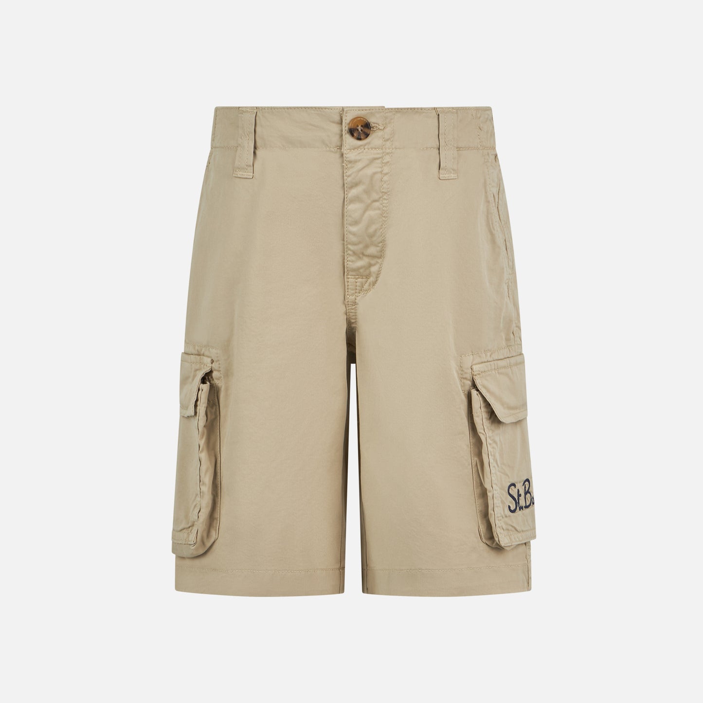 Boy beige cotton cargo shorts