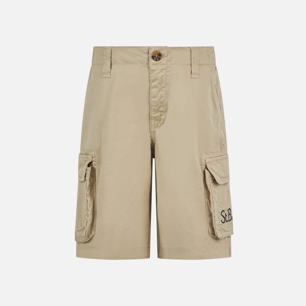 Beigefarbene Cargo-Shorts für Jungen aus Baumwolle