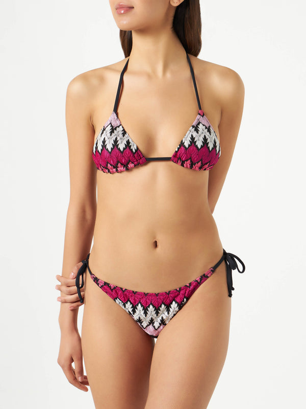 Woman chevron knitted triangle bikini