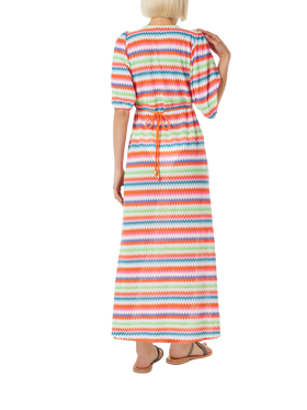 Langes Strandkleid Bliss aus Chevron-Raschelstrick mit Streifenmuster