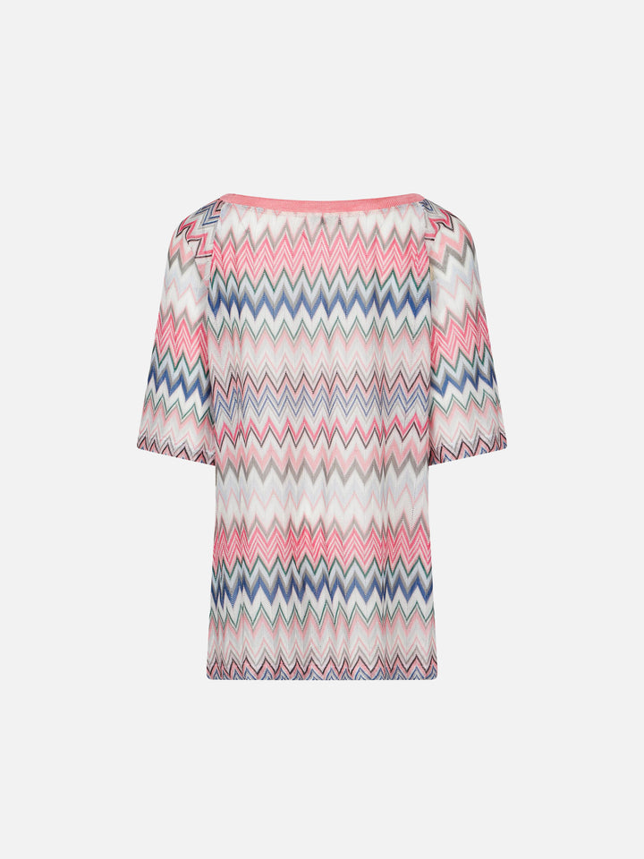 Rosa Strickkleid für Mädchen mit Chevronmuster