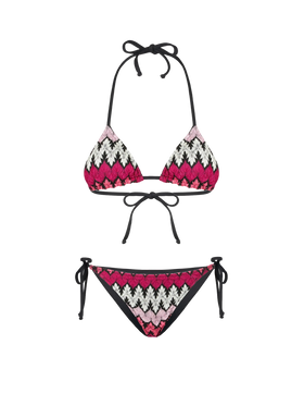 Woman chevron knitted triangle bikini