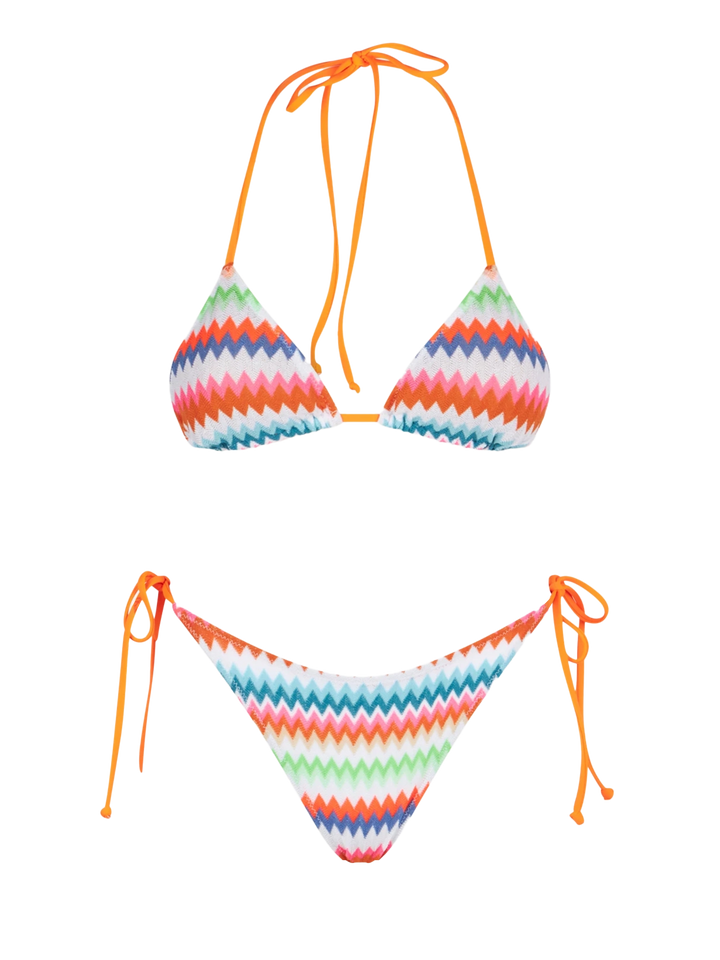 Bikini da donna a triangolo con stampa fantasia chevron