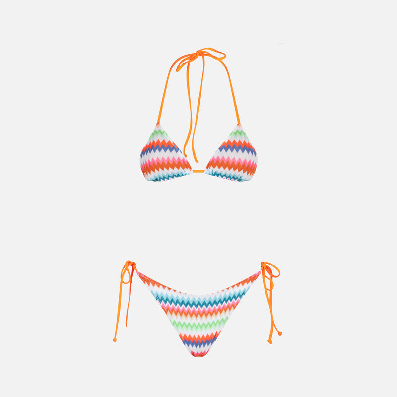 Damen-Triangel-Bikini mit aufgedrucktem Chevron-Muster