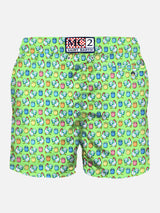 Light fabric man swim shorts roosters print