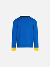 Boy blue crewneck sweater with embroidery