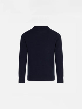Maglione da bambino blu navy con stampa jacquard Cortina
