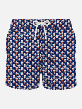 Man light fabric swim shorts with pop corn print