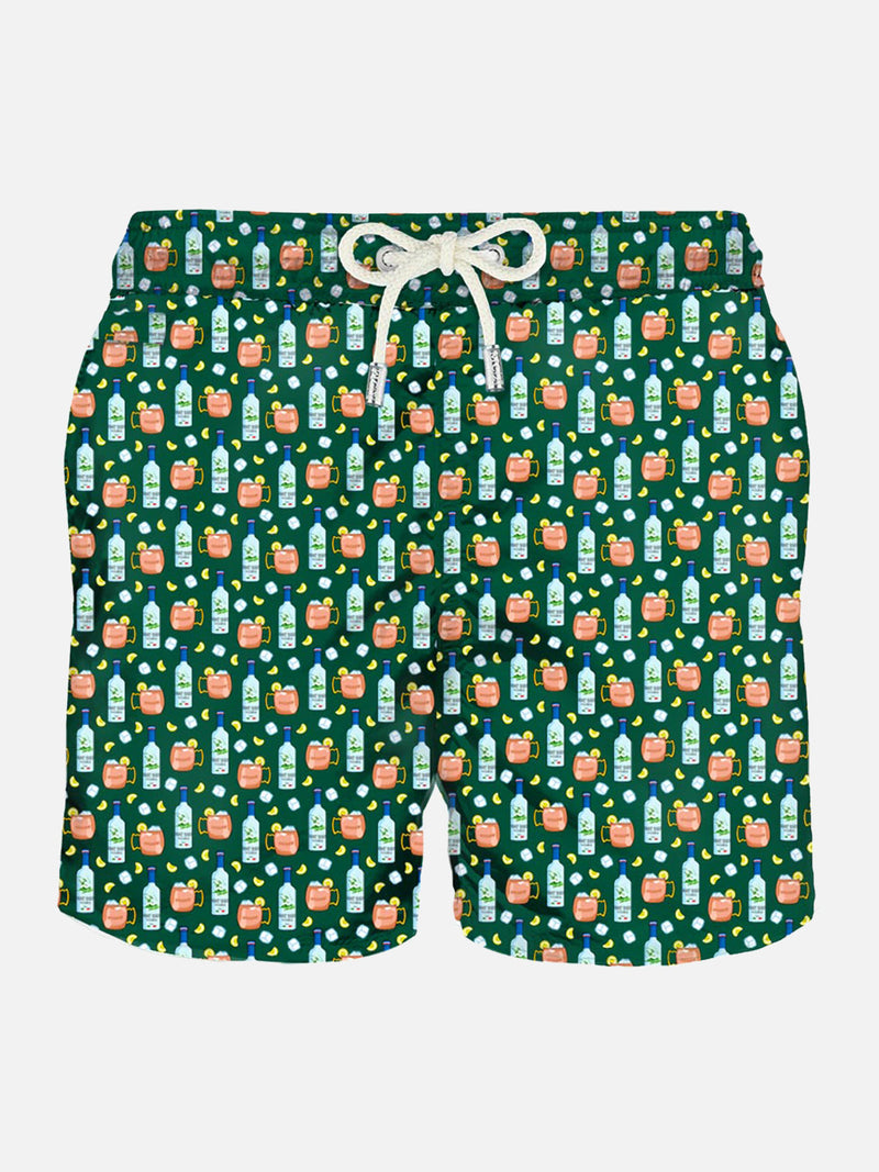 Herren-Badeshorts aus leichtem Stoff mit Wodka-Mule-Print