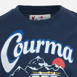 Boy heavy cotton t-shirt with Courma mountains car print