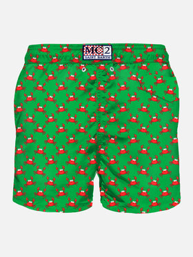 Herren-Badeshorts aus leichtem Stoff mit Krabbenprint