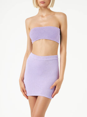 Lilafarbener Crinkle-Minirock für Damen