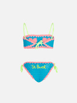 Bikini da bambina a fascia all'uncinetto con cuori