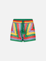 Multicolor crochet shorts