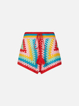 Multicolor crochet shorts