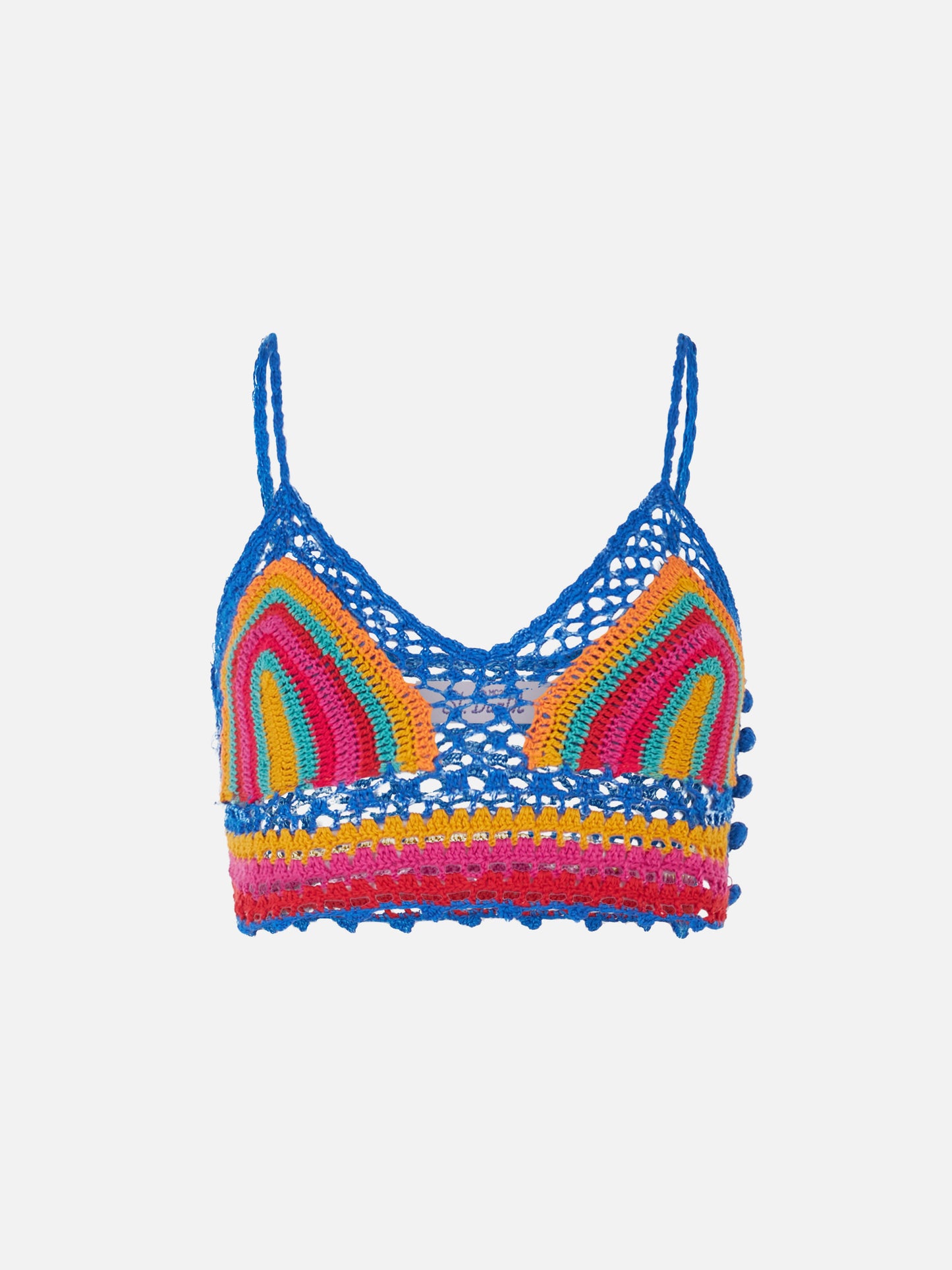 Top all'uncinetto multicolore