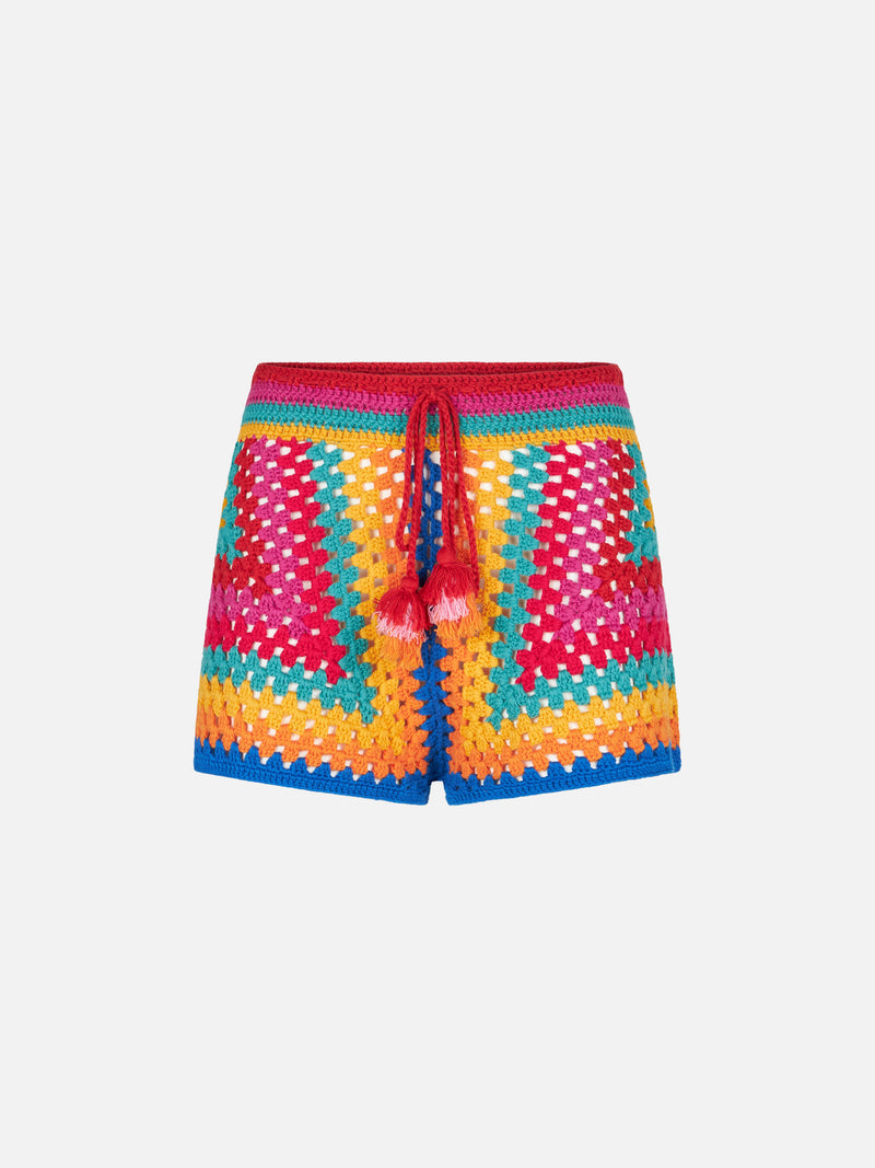 Multicolor crochet shorts