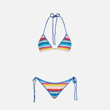 Bikini da donna a triangolo a righe all'uncinetto