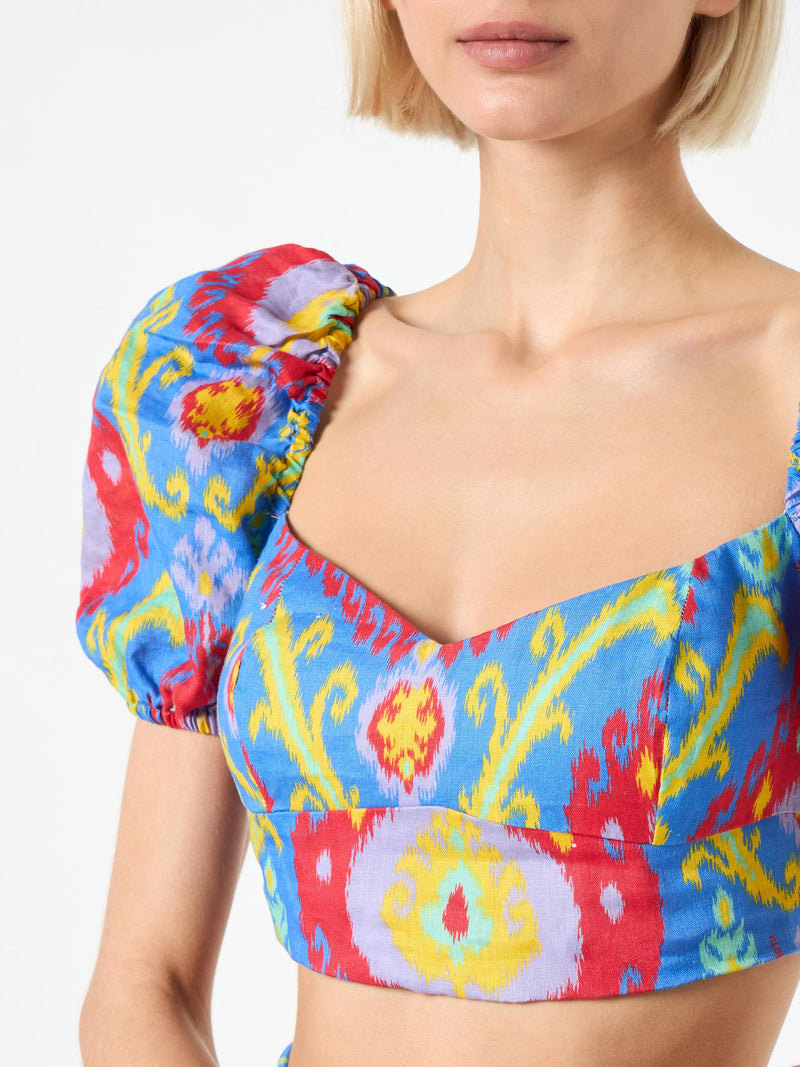 Crop-Top mit Ikat-Print