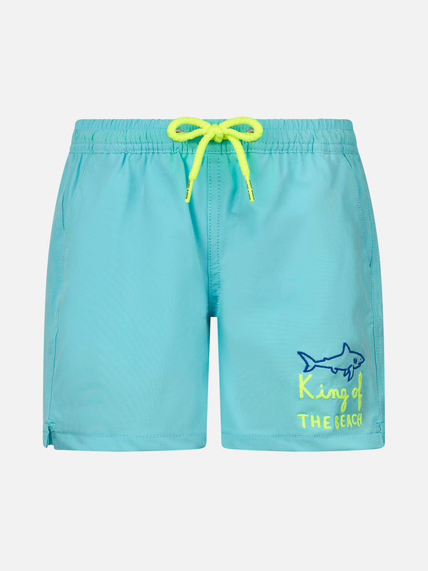 Boy Comfort Badeshorts mit „King of the Beach“-Stickerei