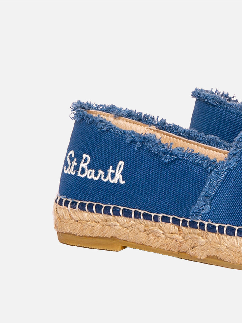 Espadrillas aus Denim-Canvas mit Stickerei