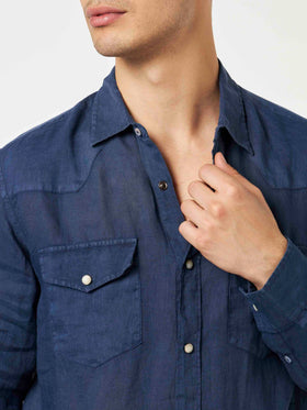 Dark denim linen shirt
