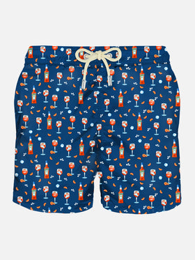 Man light fabric swim shorts with Spritz print | APEROL SPECIAL EDITION