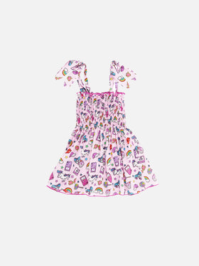 Cotton dress Lola with rainbow print