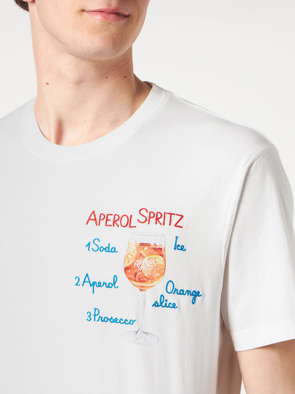 Man cotton t-shirt with Aperol Spritz front embroidery | APEROL SPECIAL EDITION