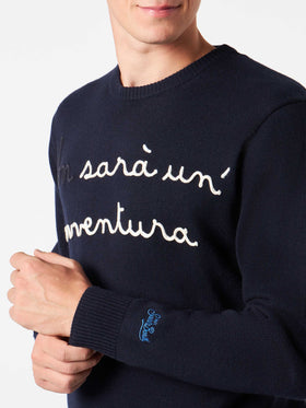 Man crewneck sweater with Non sarà un'avventura embroidery | NIKI DJ SPECIAL EDITION