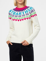 Weißer Damenpullover New Queen mit Fair-Isle-Jacquard