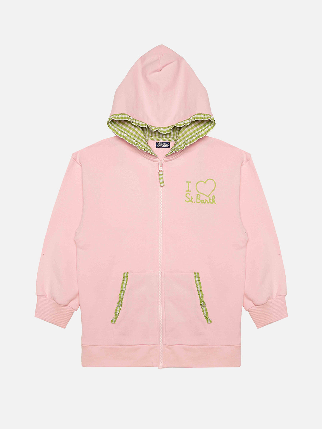 Rosa bestickter Kapuzenpullover für Mädchen
