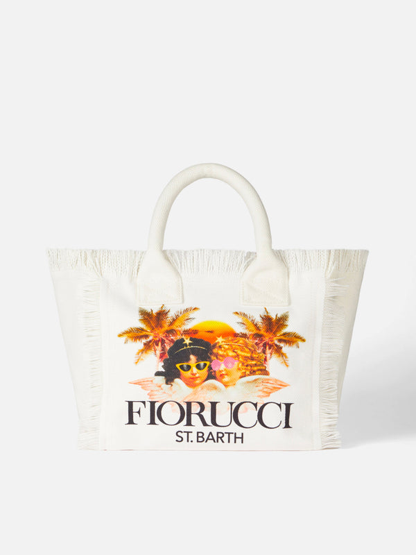 Colette Handtasche aus weißem Baumwollcanvas mit Fiorucci Angels-Print | FIORUCCI-SONDERAUSGABE