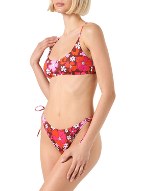 Bikini da donna a bralette con stampa floreale retrò