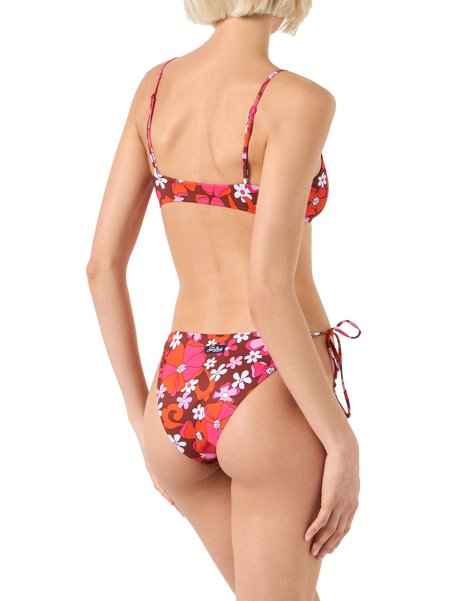 Bikini da donna a bralette con stampa floreale retrò