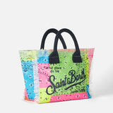 Colette-Handtasche aus Baumwollcanvas mit fluoreszierendem Bandana-Print